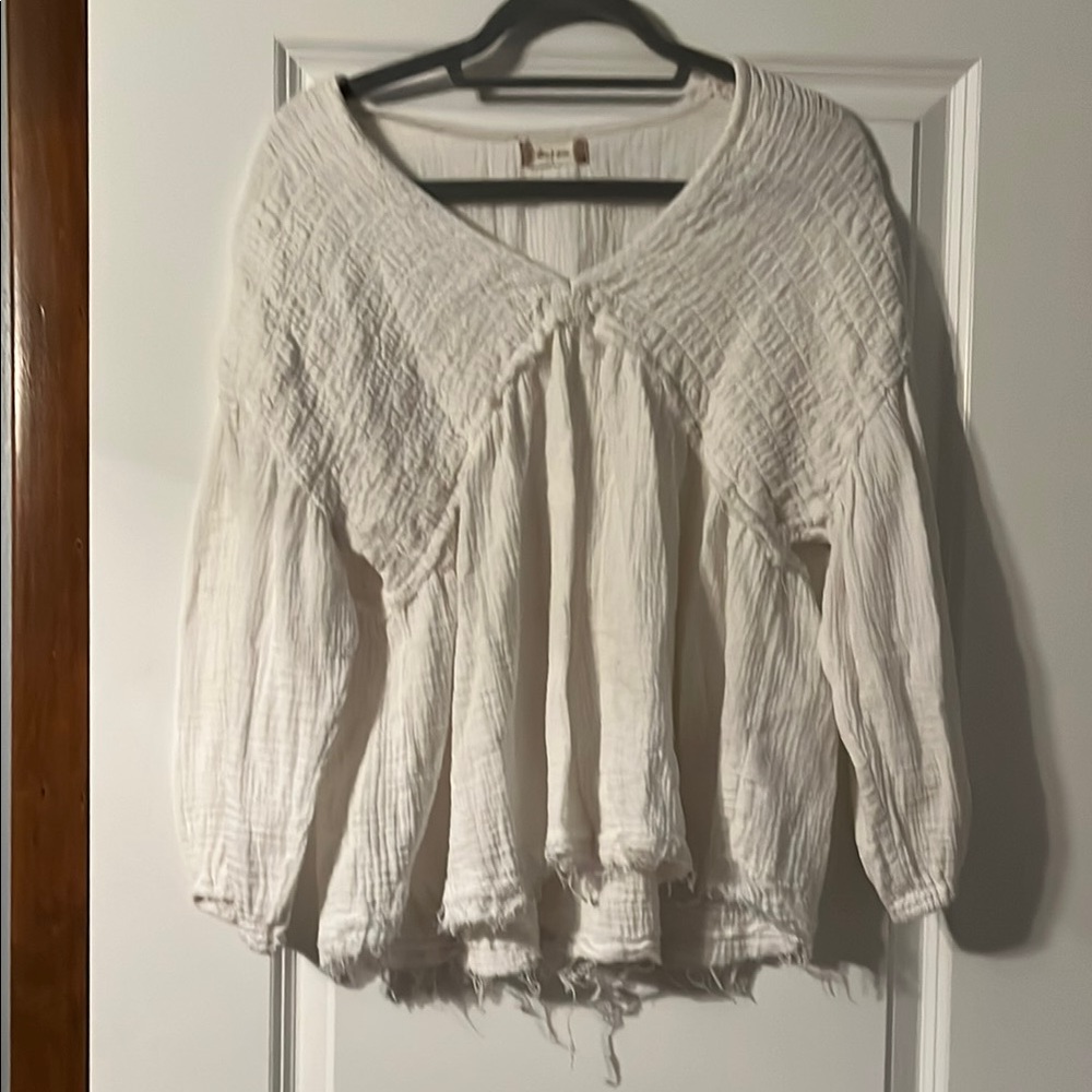 Altar'd State Cream Textured Blouse